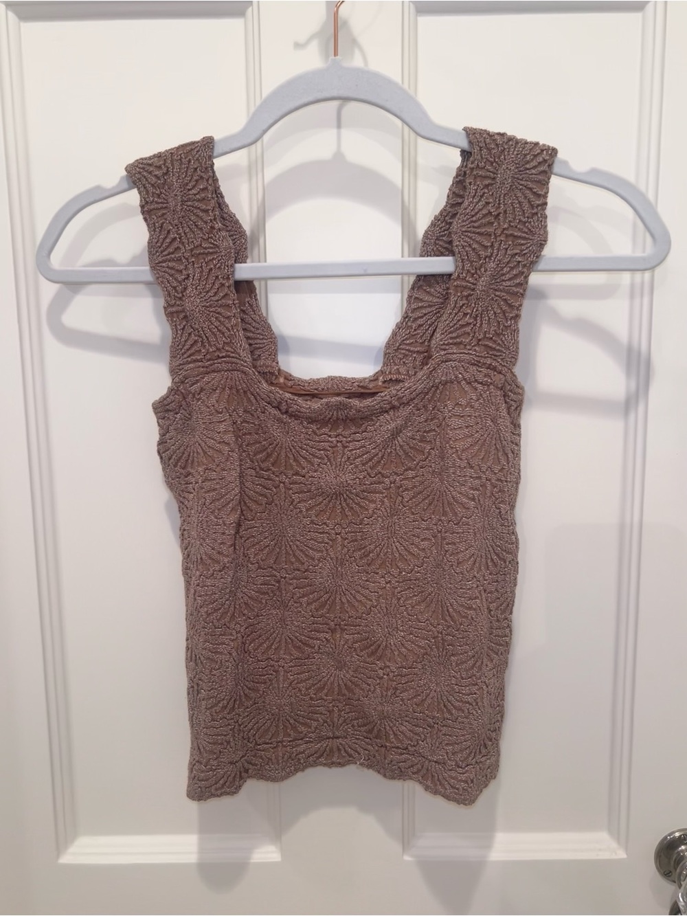 Intimately by Free People Textured Square-Neck Tank Top in Taupe Brown